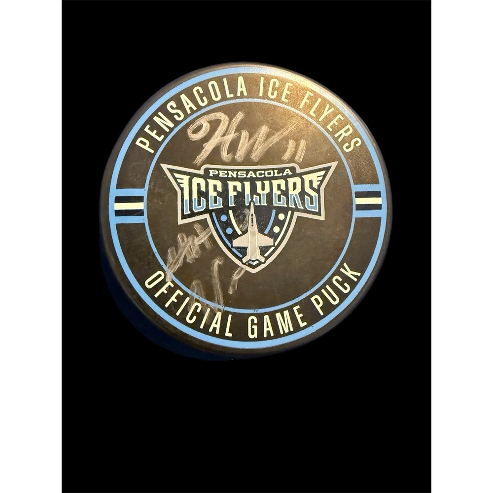 Pensacola Ice Flyers Signed Official Game Puck Hockey Team #11 Houston Wilson